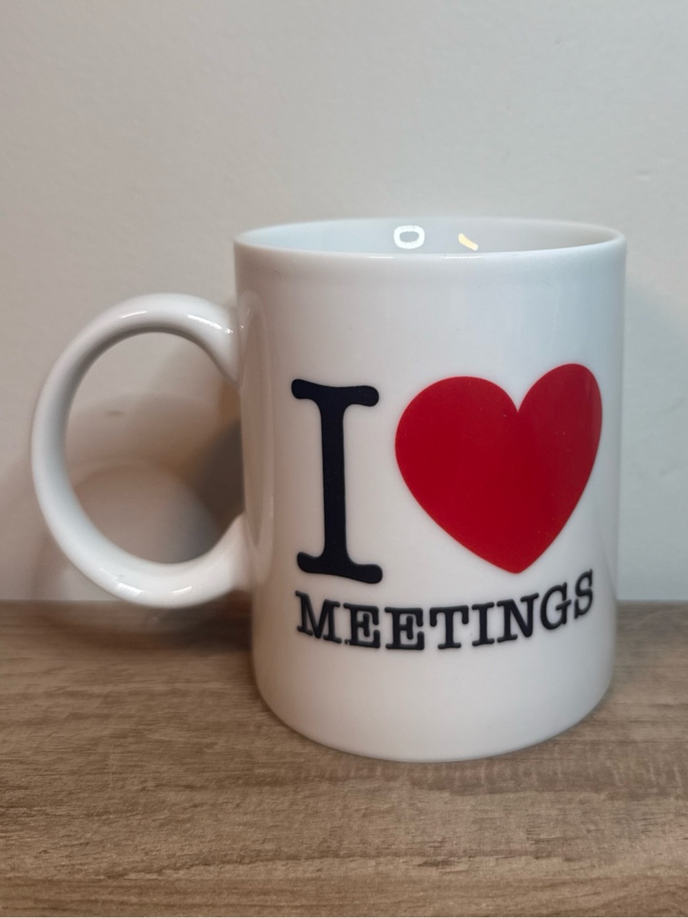 I Love Meetings Mug Ceramic Coffee Cup Funny Office Work Coworker Gift White